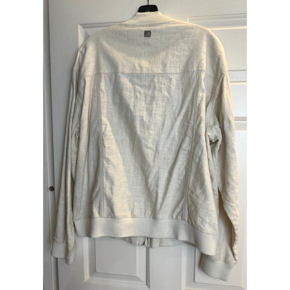 Al Wissam Jean Denim Culture Bomber Jacket Mens L Bone Linen Cotton Embroidered - Picture 8 of 16